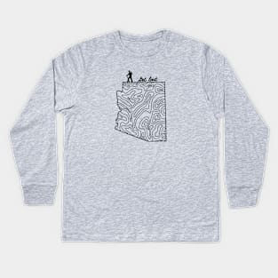 Get Lost Hiking Topographic Art Hike Arizona State Map Kids Long Sleeve T-Shirt